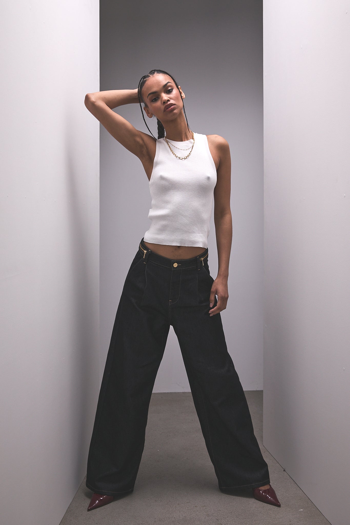 Jeans large brut Femme Fauna black | Freeman T. Porter