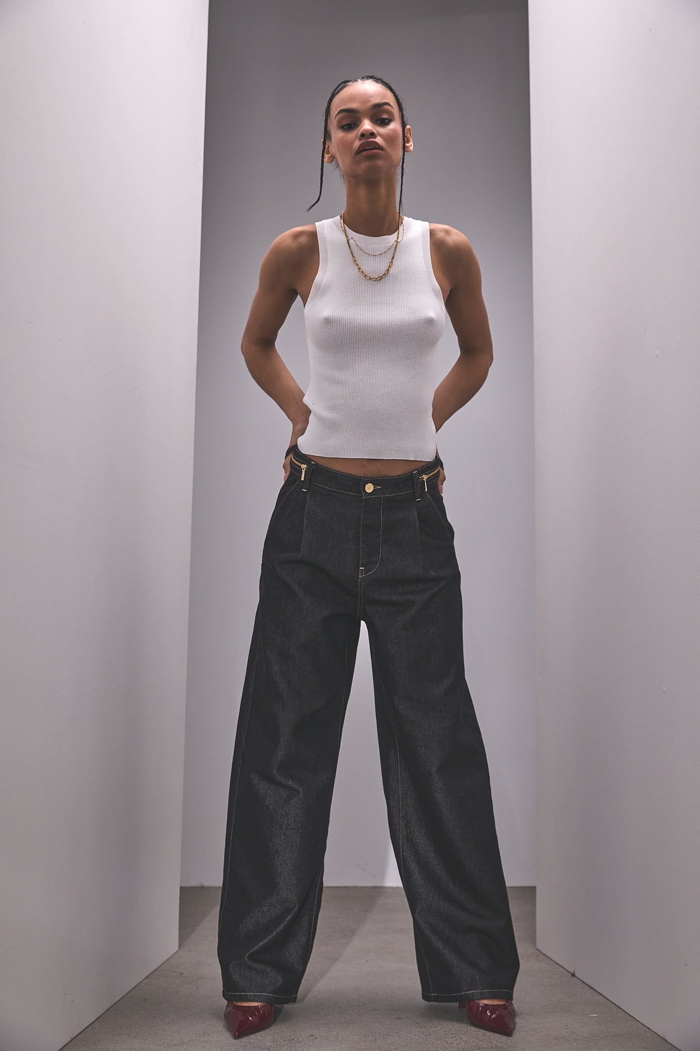 Raw wide jeans Women Fauna black | Freeman T. Porter