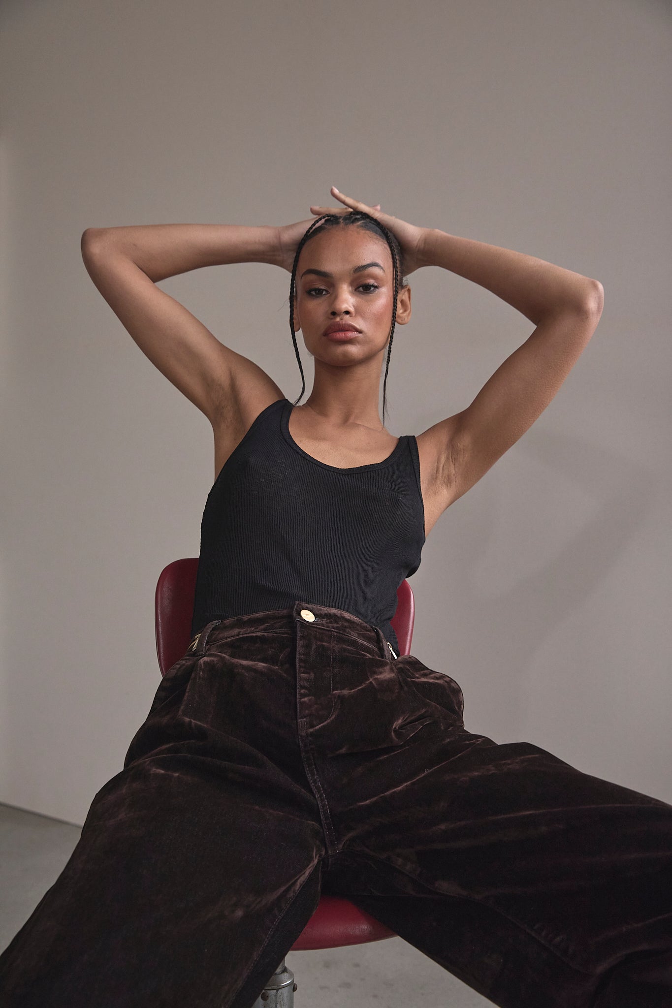 Flocked velvet pants Women Fauna dark brown | Freeman T. Porter