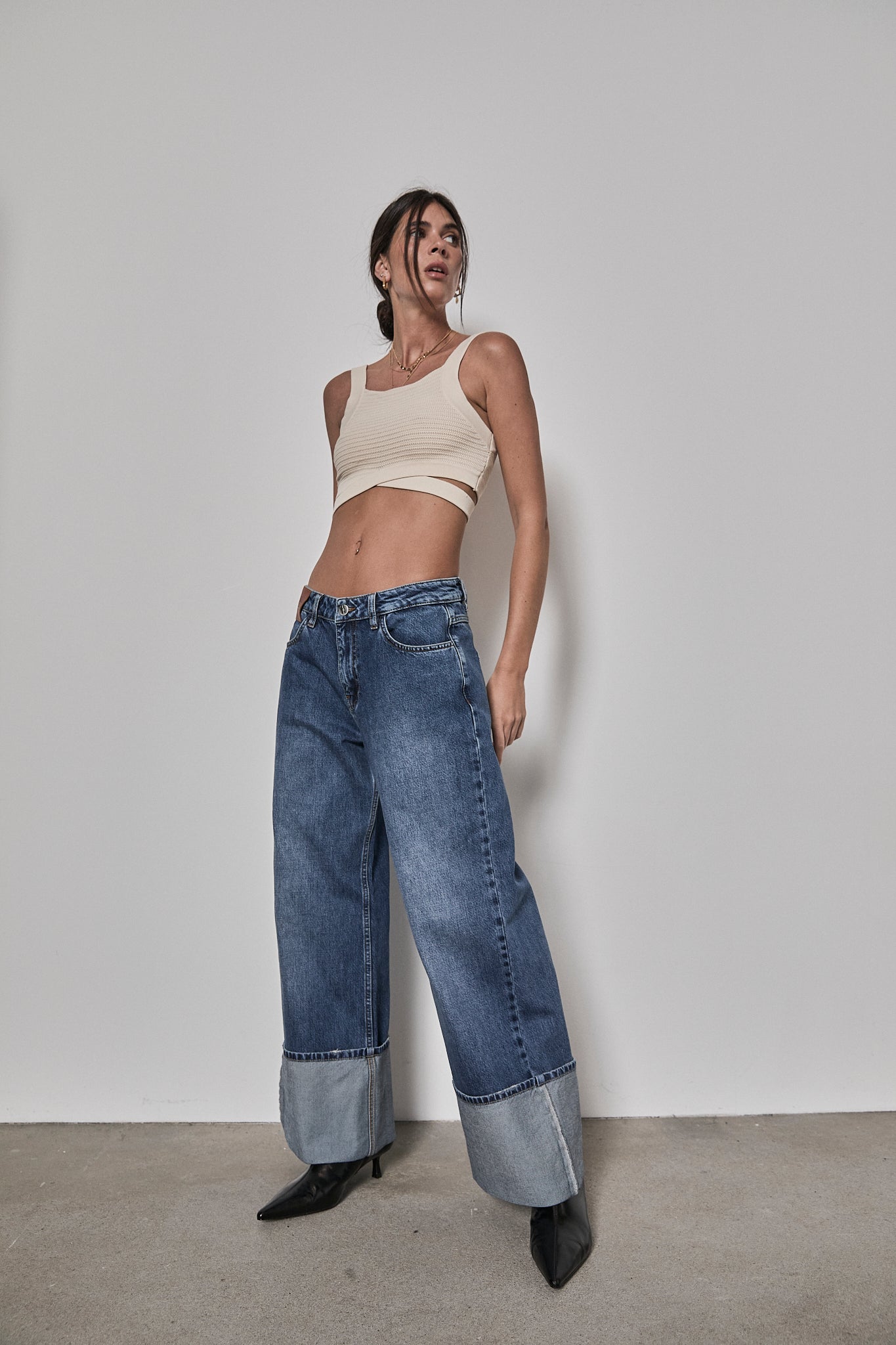 Jeans à larges revers Femme Minerve magyar | Freeman T. Porter