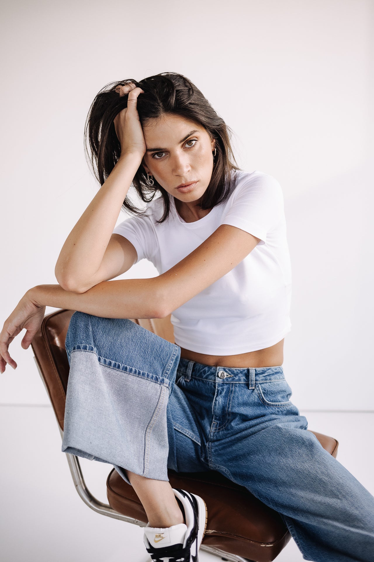 Jeans à larges revers Femme Minerve medium blue | Freeman T. Porter