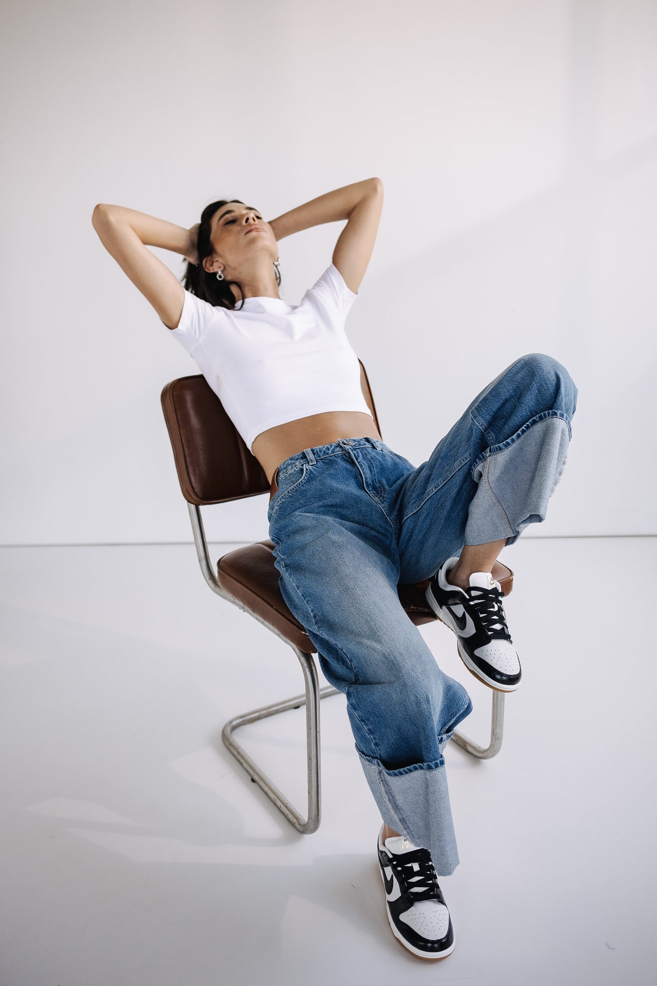 Jeans à larges revers Femme Minerve medium blue | Freeman T. Porter