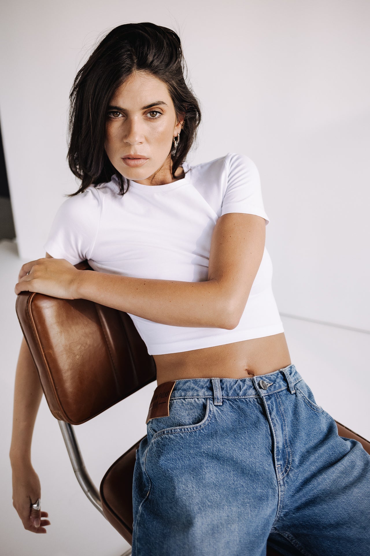 Jeans à larges revers Femme Minerve medium blue | Freeman T. Porter