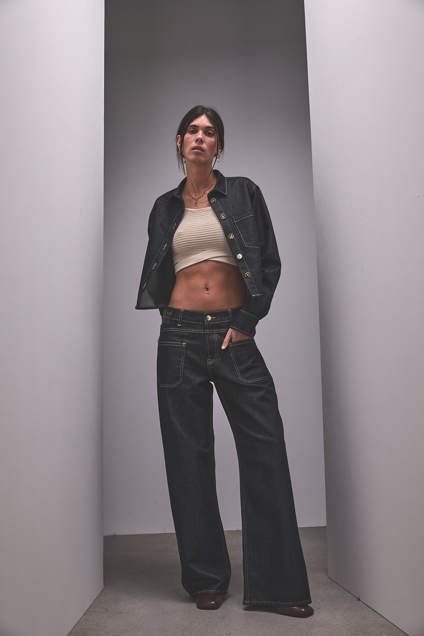 Jeans brut flare Femme Sybille black | Freeman T. Porter