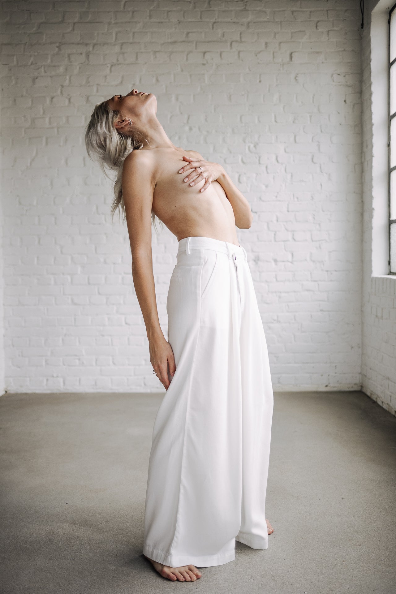 Pantalon large Femme Flore white | Freeman T. Porter