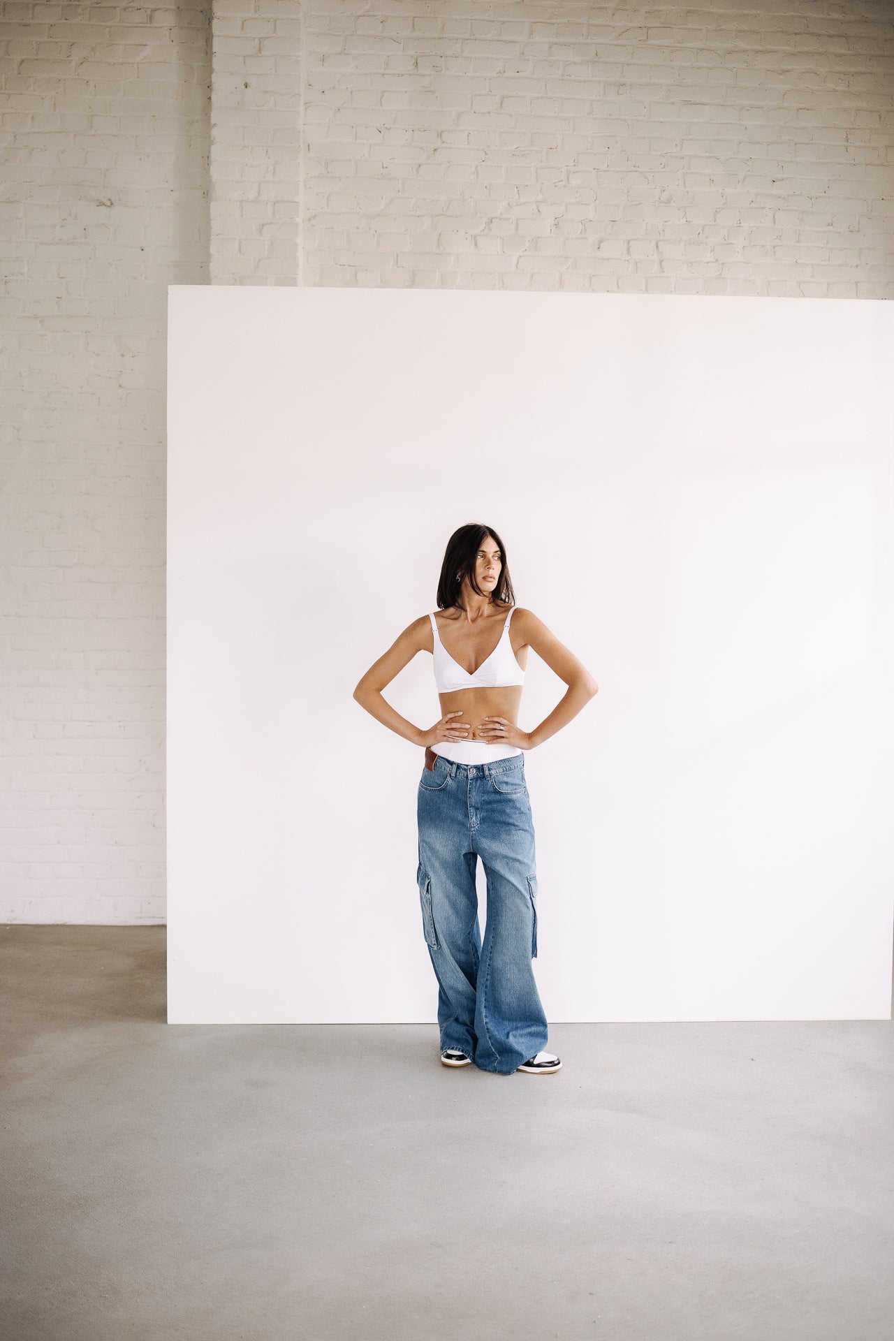 Jeans cargo large Femme Enyo medium blue | Freeman T. Porter