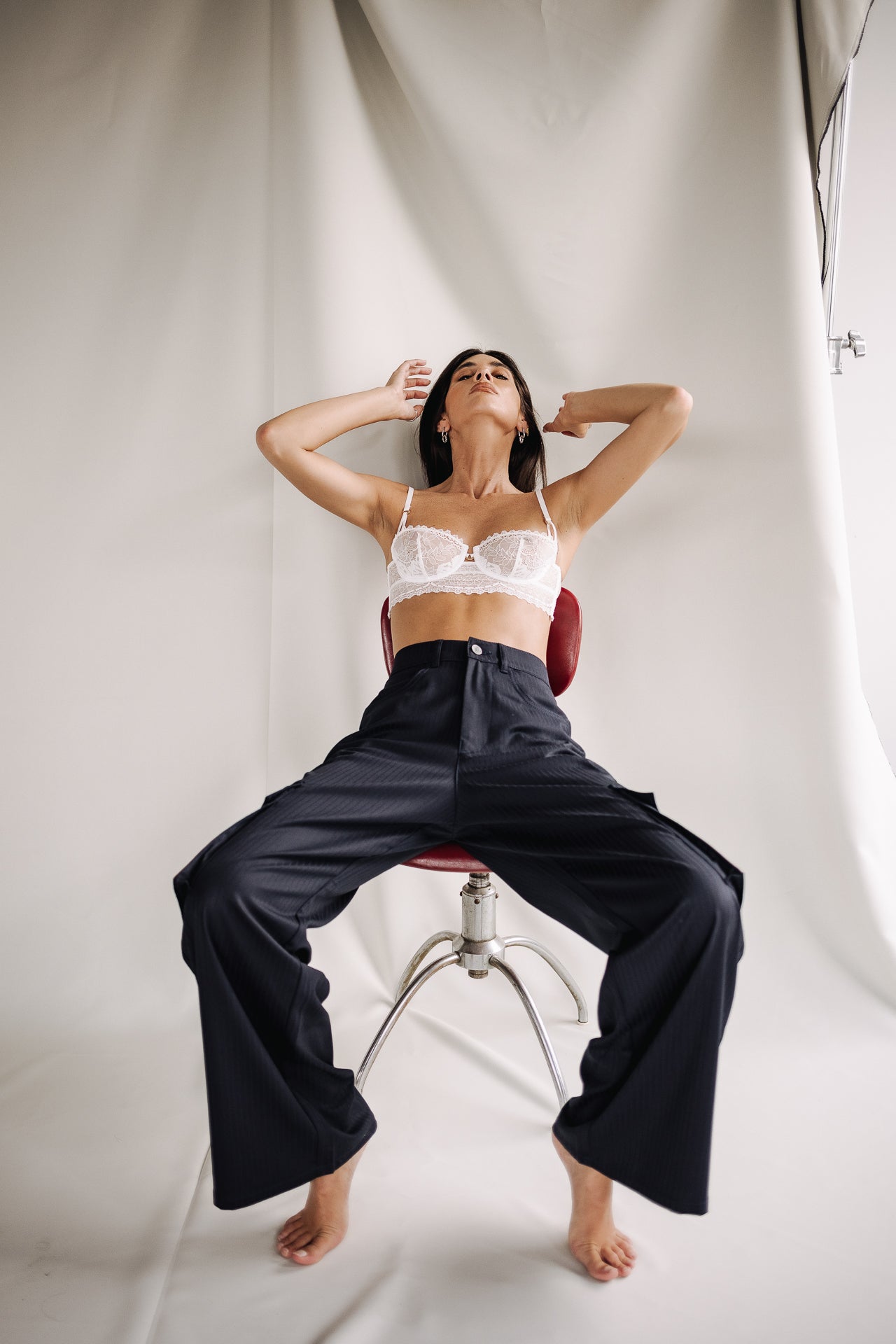 Pantalon cargo large Femme Enyo navy | Freeman T. Porter