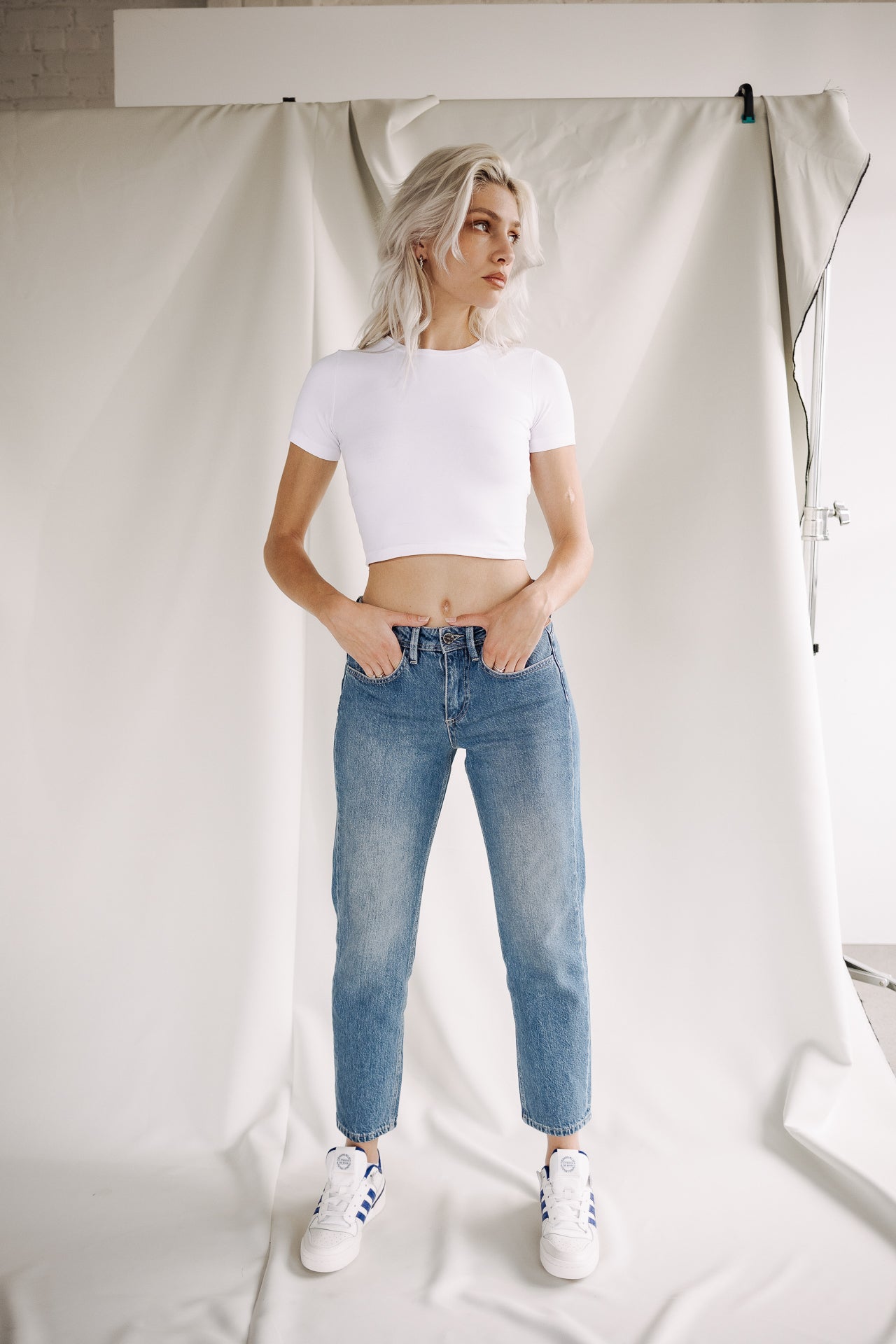 Jeans cropped boyfriend Femme Hera medium blue | Freeman T. Porter