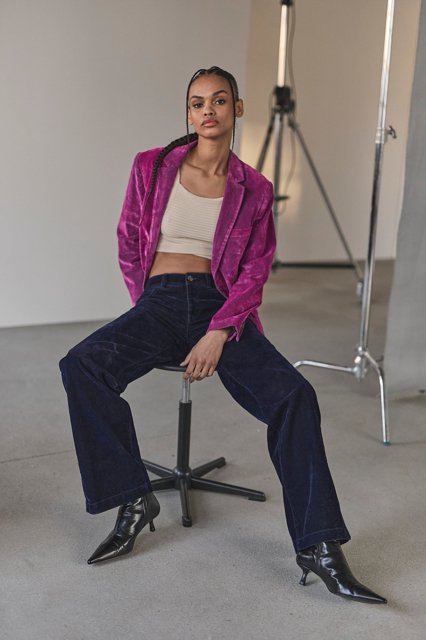 Velvet flocked pants Women Will have navy | Freeman T. Porter