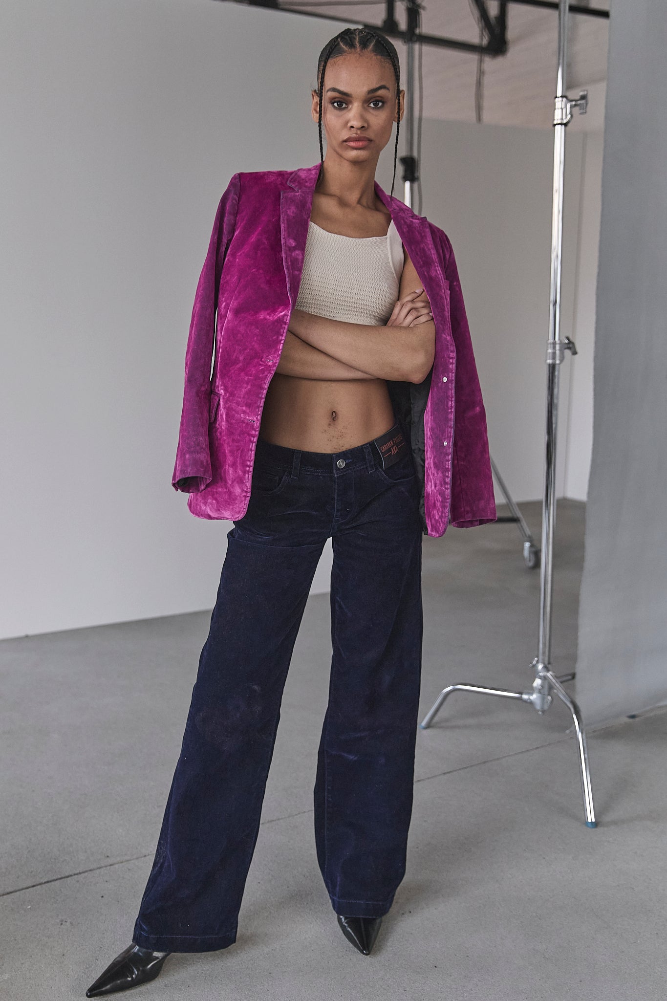 Velvet flocked pants Women Will have navy | Freeman T. Porter
