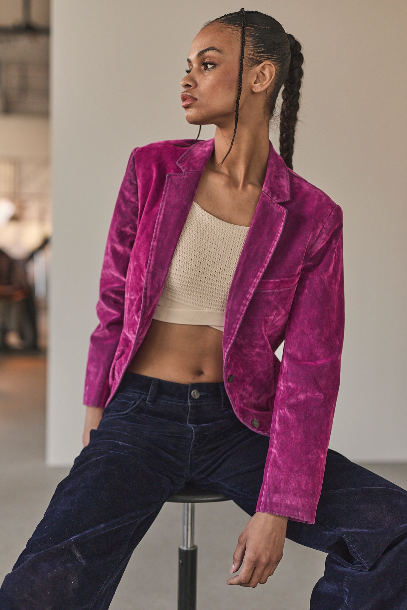 Velvet flocked pants Women Will have navy | Freeman T. Porter