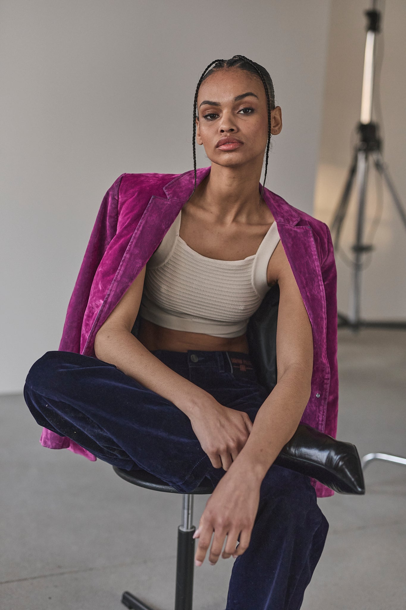 Velvet flocked pants Women Will have navy | Freeman T. Porter