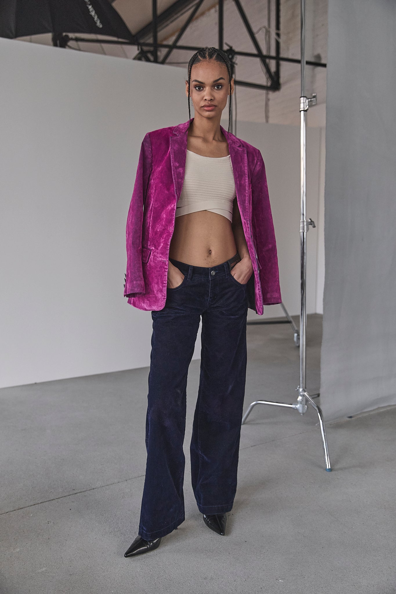 Velvet flocked pants Women Will have navy | Freeman T. Porter