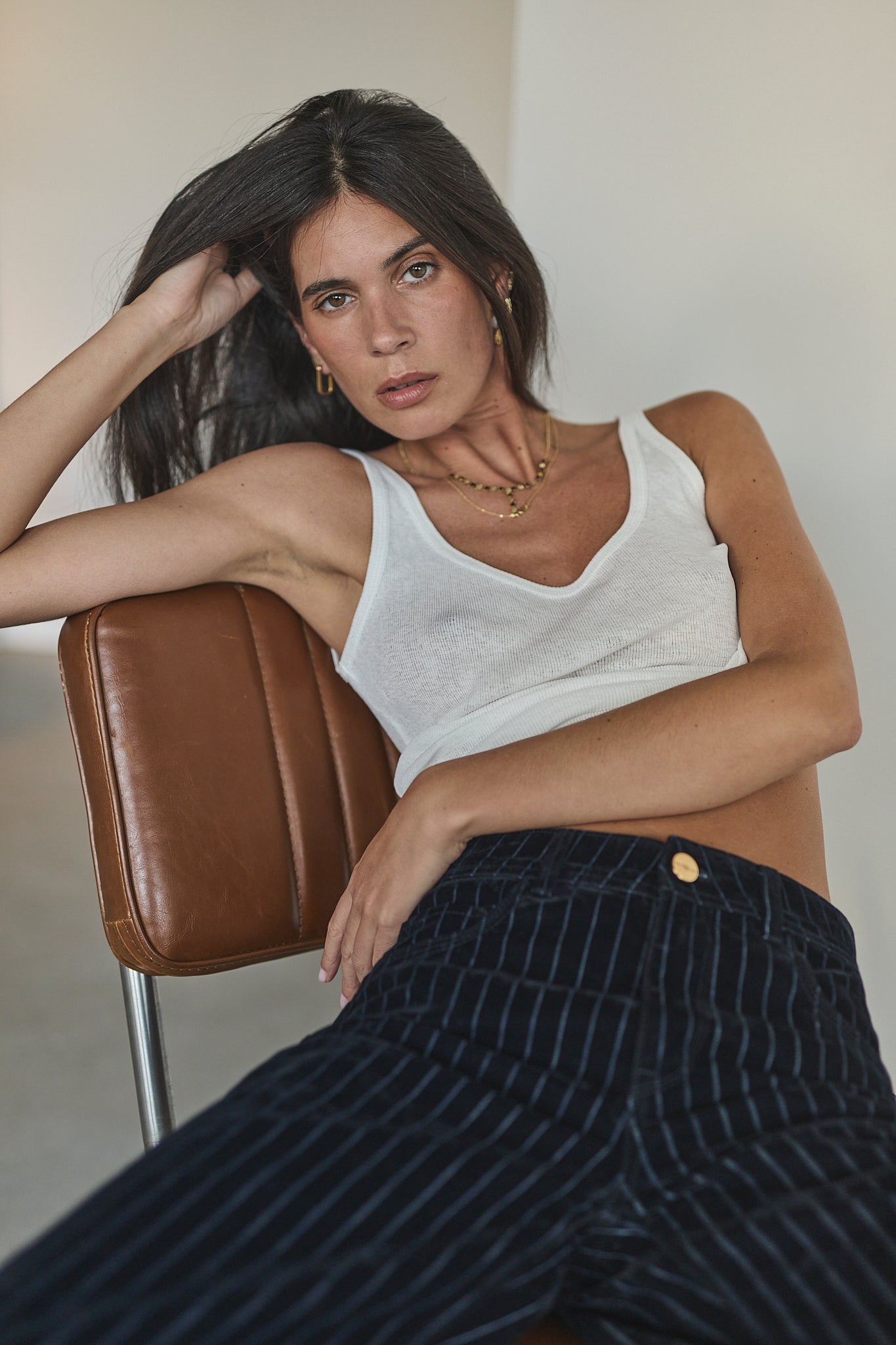 Flocked boyfriend jeans Women Vera pin stripe blue | Freeman T. Porter
