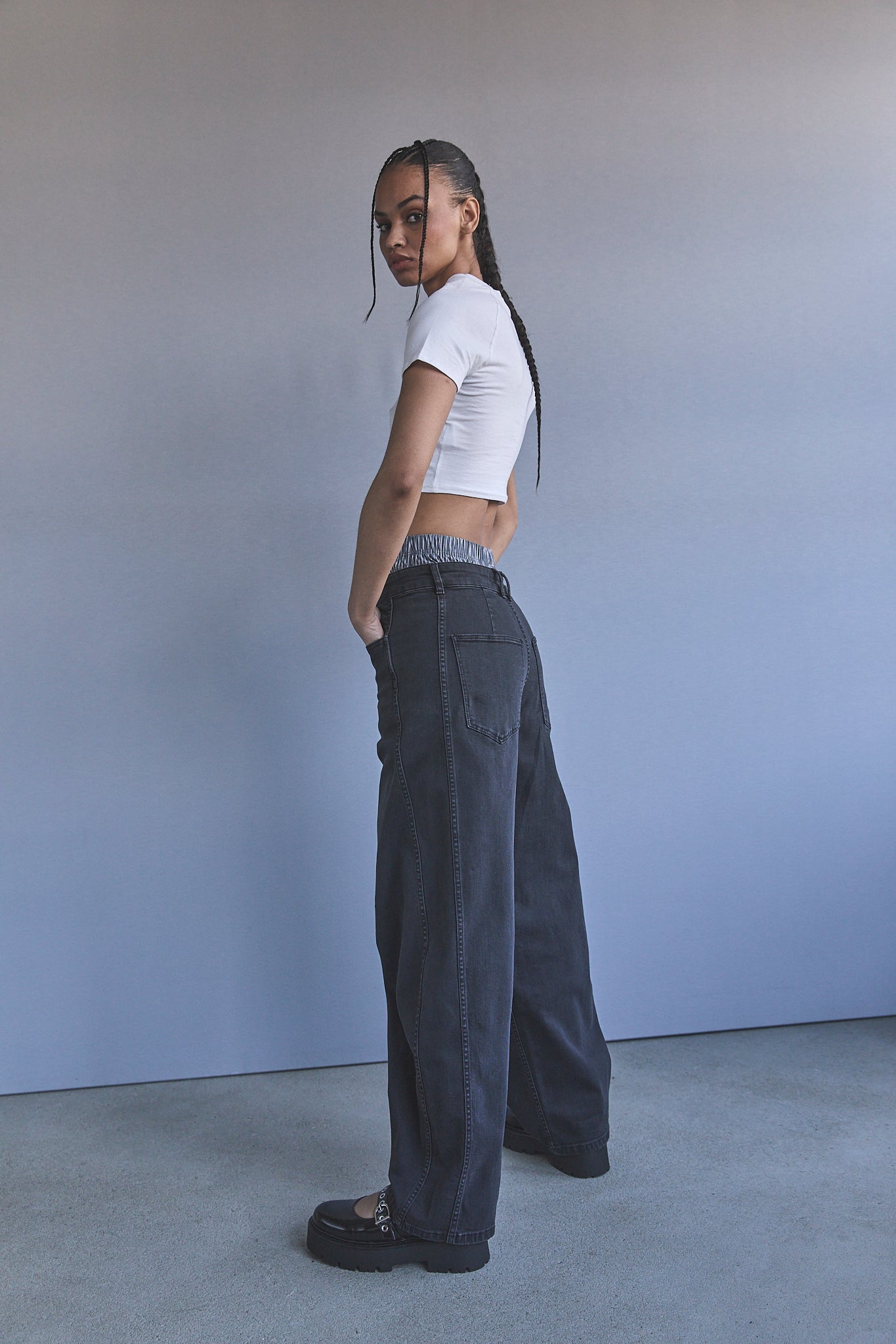 Jeans barrel noir Femme Athena boléo | Freeman T. Porter