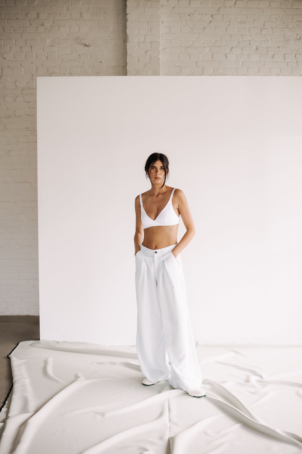 Pantalon palazzo Femme Flore sky blue | Freeman T. Porter