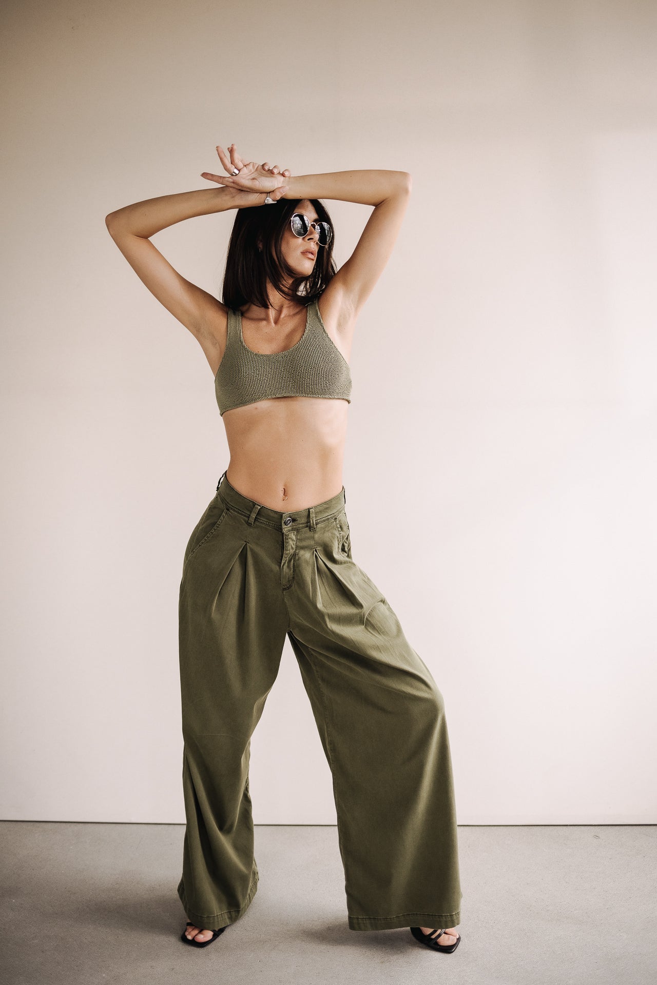 Palazzo pants Women Flora khaki | Freeman T. Porter