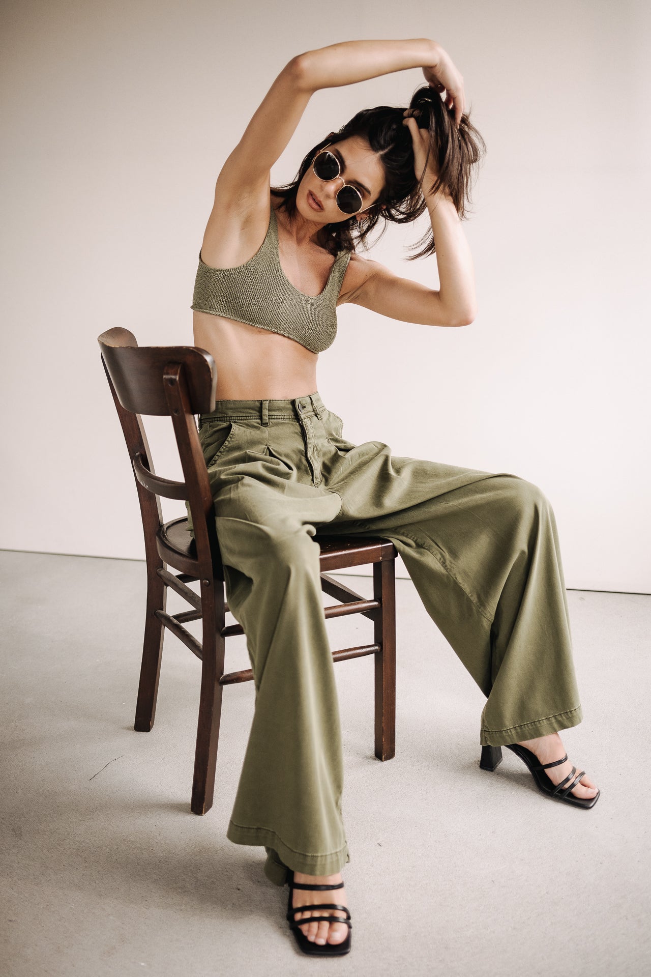 Palazzo pants Women Flora khaki | Freeman T. Porter