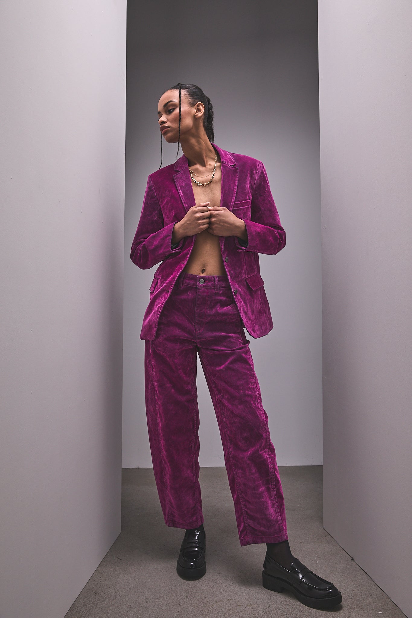 Pantalon cropped balloon Femme Salia fuchsia | Freeman T. Porter