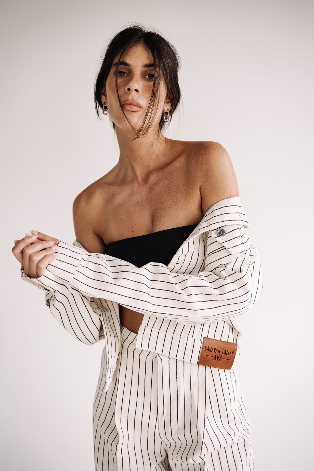 Veste courte rayée Femme Leto ecru | Freeman T. Porter