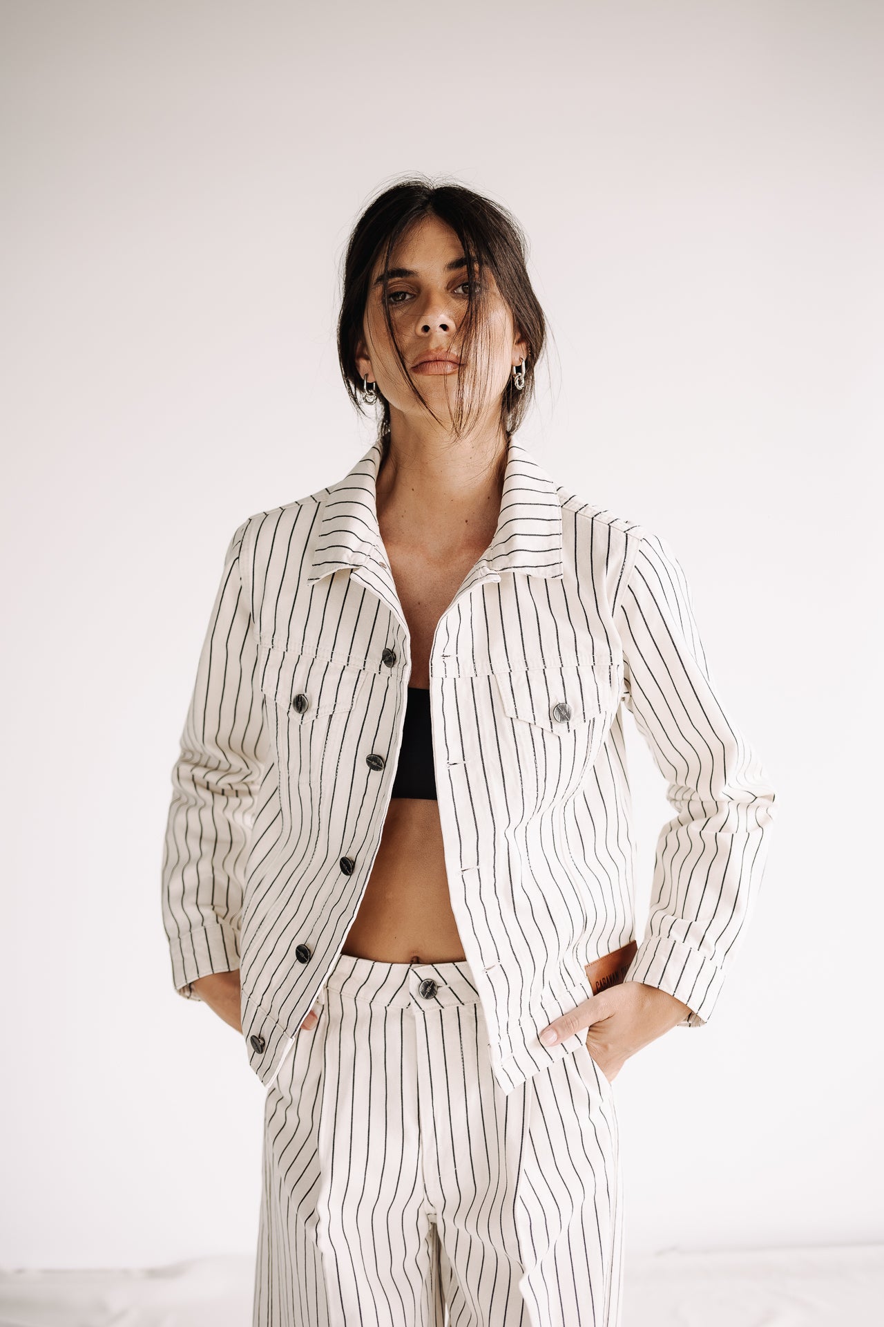 Veste courte rayée Femme Leto ecru | Freeman T. Porter