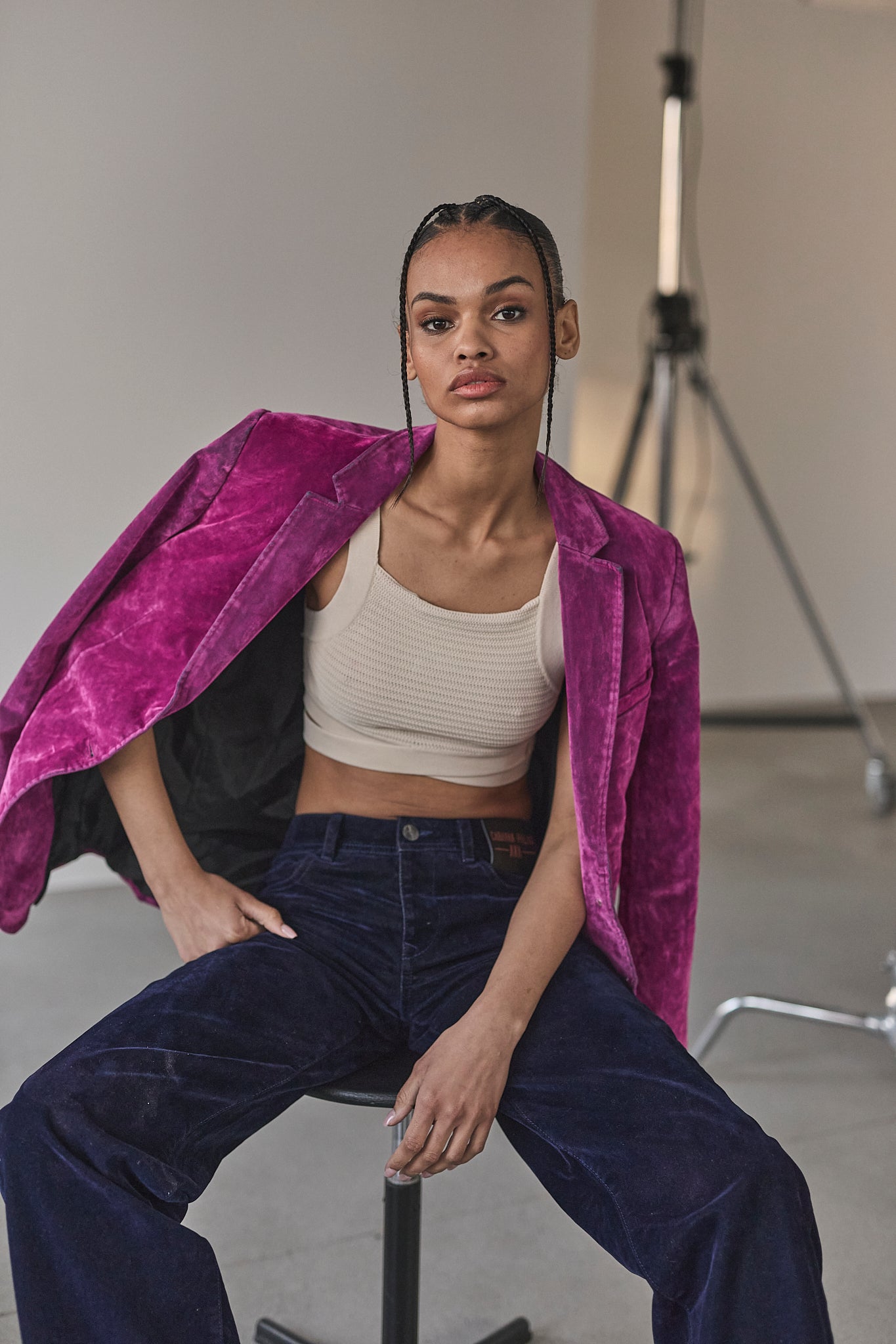 Flocked velvet blazer Women Gaia fuchsia | Freeman T. Porter