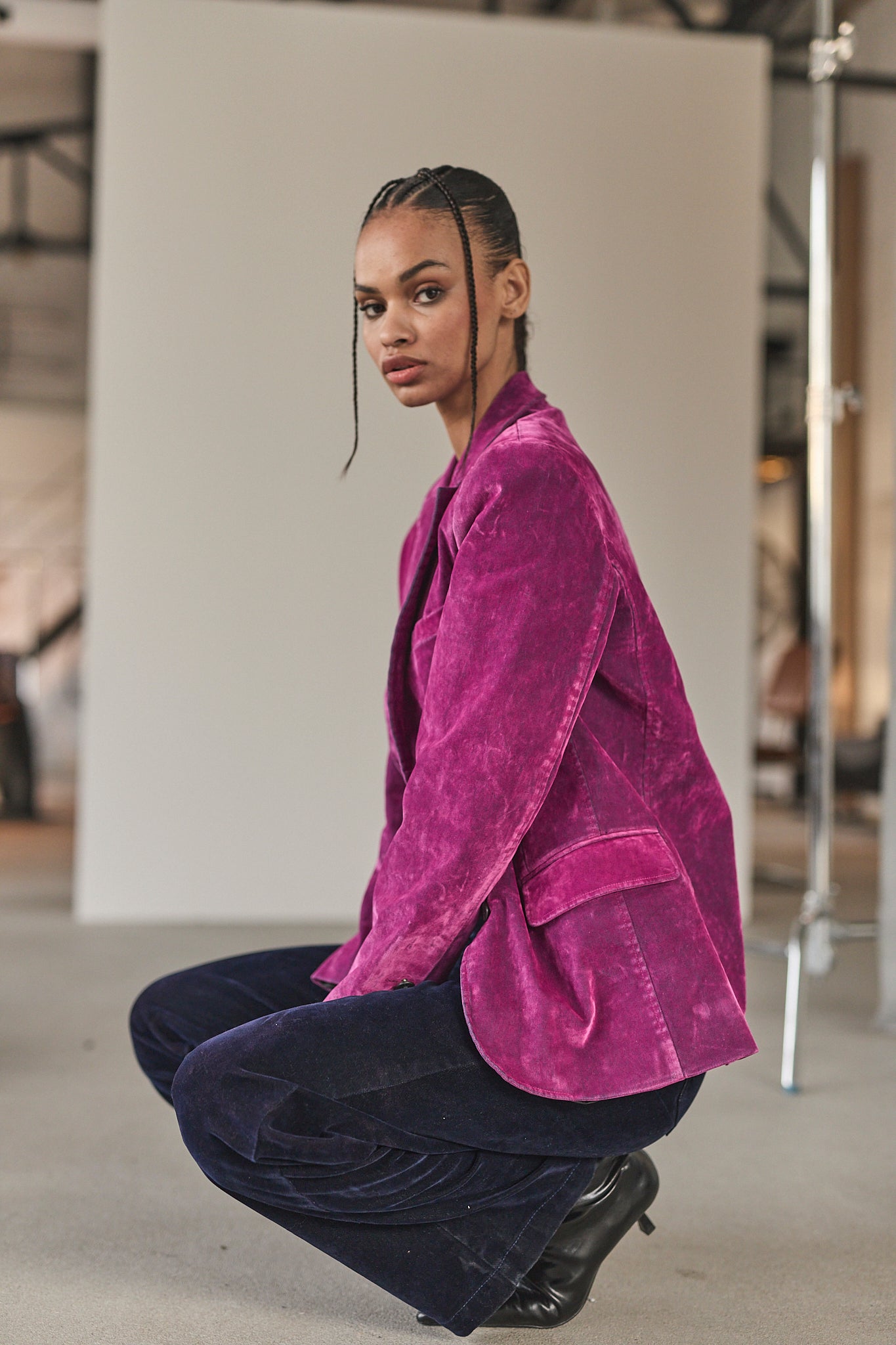 Flocked velvet blazer Women Gaia fuchsia | Freeman T. Porter