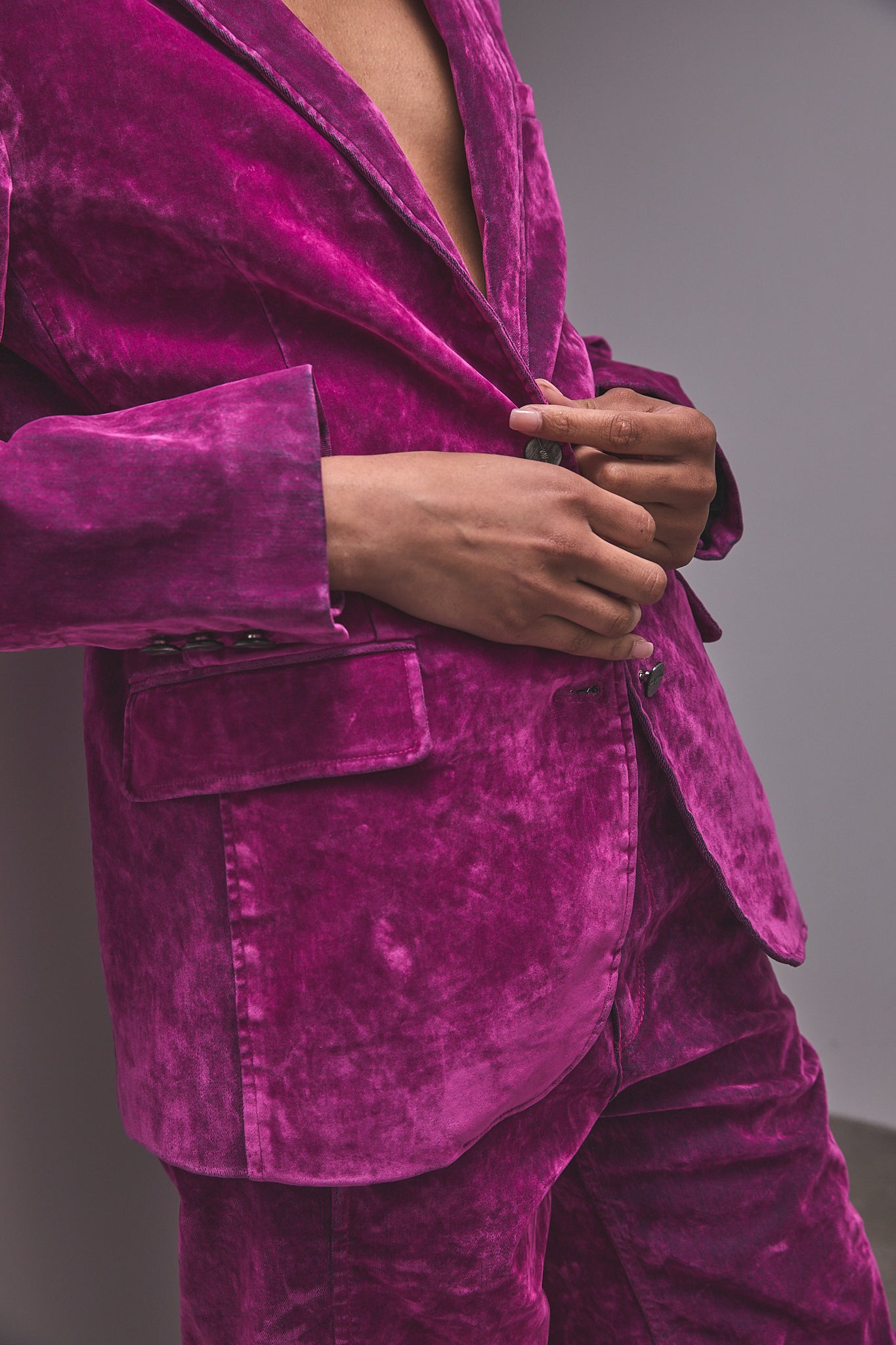 Flocked velvet blazer Women Gaia fuchsia | Freeman T. Porter