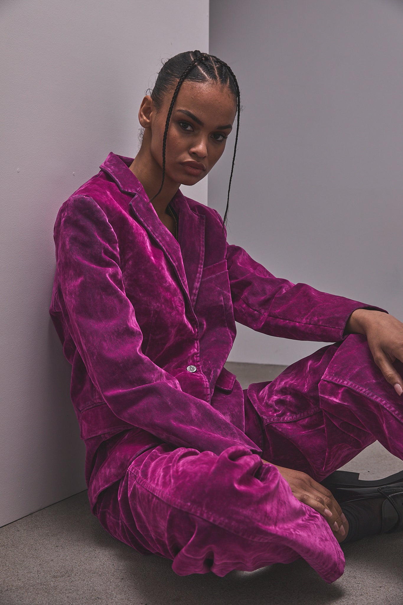Flocked velvet blazer Women Gaia fuchsia | Freeman T. Porter