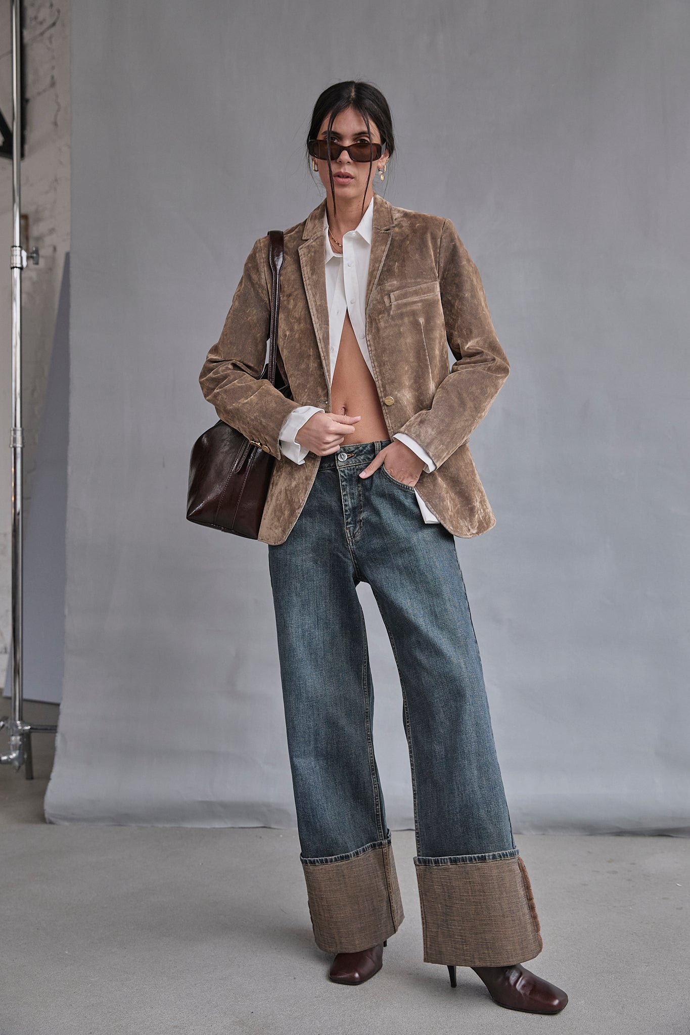 Blazer velours floqué Femme Gaia dark brown | Freeman T. Porter
