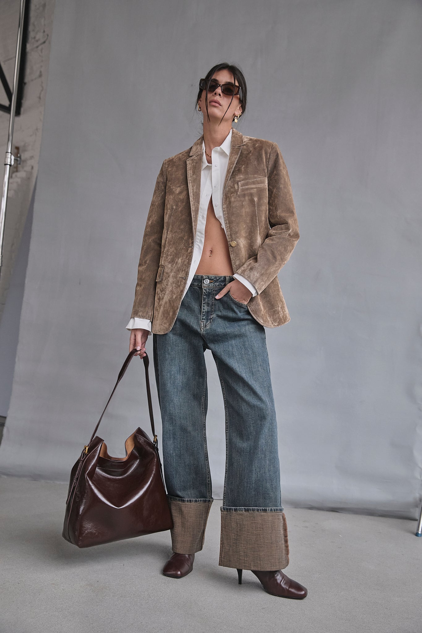 Blazer velours floqué Femme Gaia dark brown | Freeman T. Porter