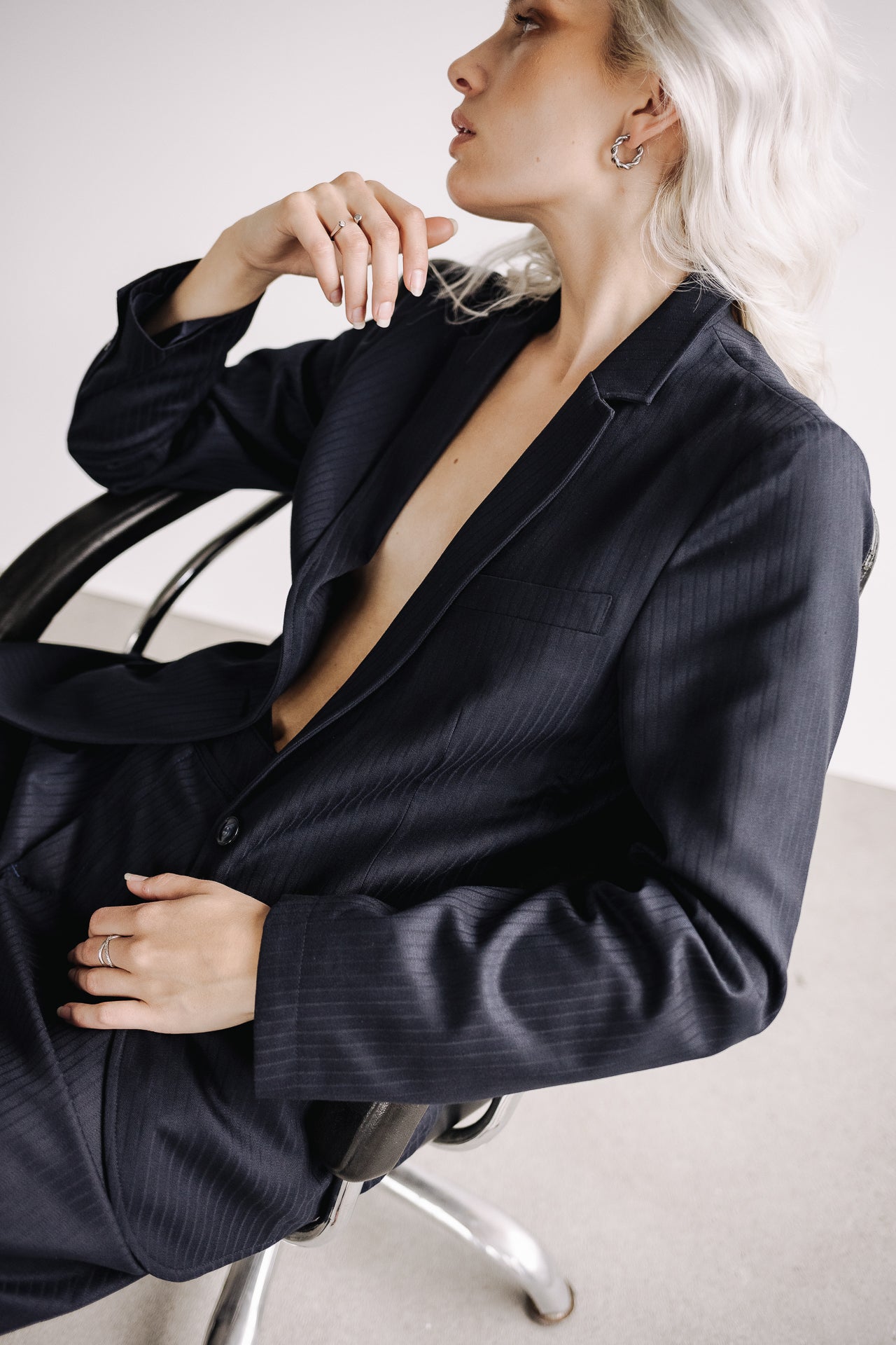 Blazer texturé oversize Femme Gaia navy | Freeman T. Porter