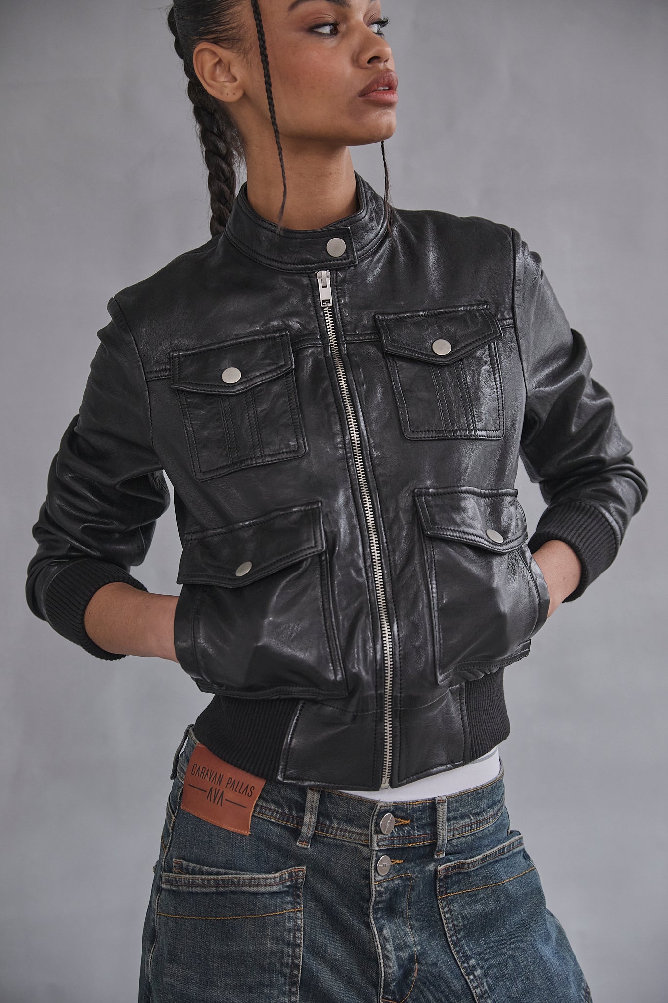 Leather perfecto Women Kriss leather black | Freeman T. Porter