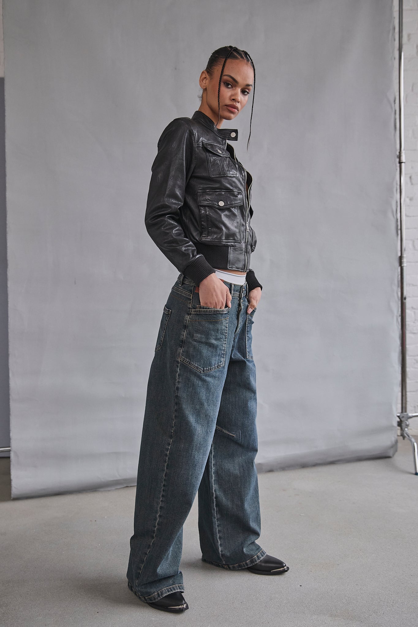 Leather perfecto Women Kriss leather black | Freeman T. Porter