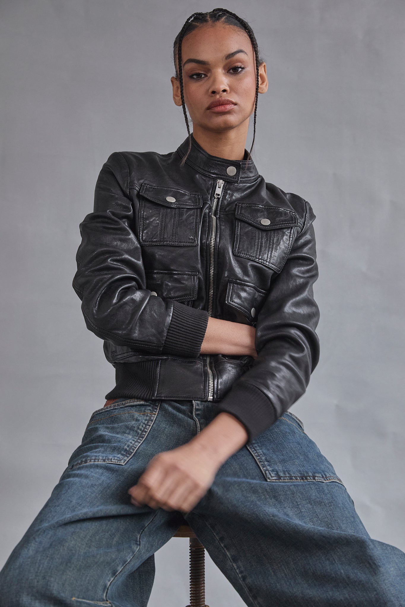 Perfecto en cuir Femme Kriss leather black | Freeman T. Porter