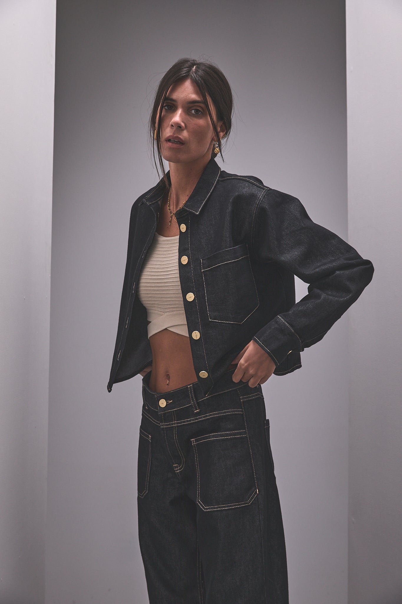 Chemise en denim brut Femme Caro black | Freeman T. Porter