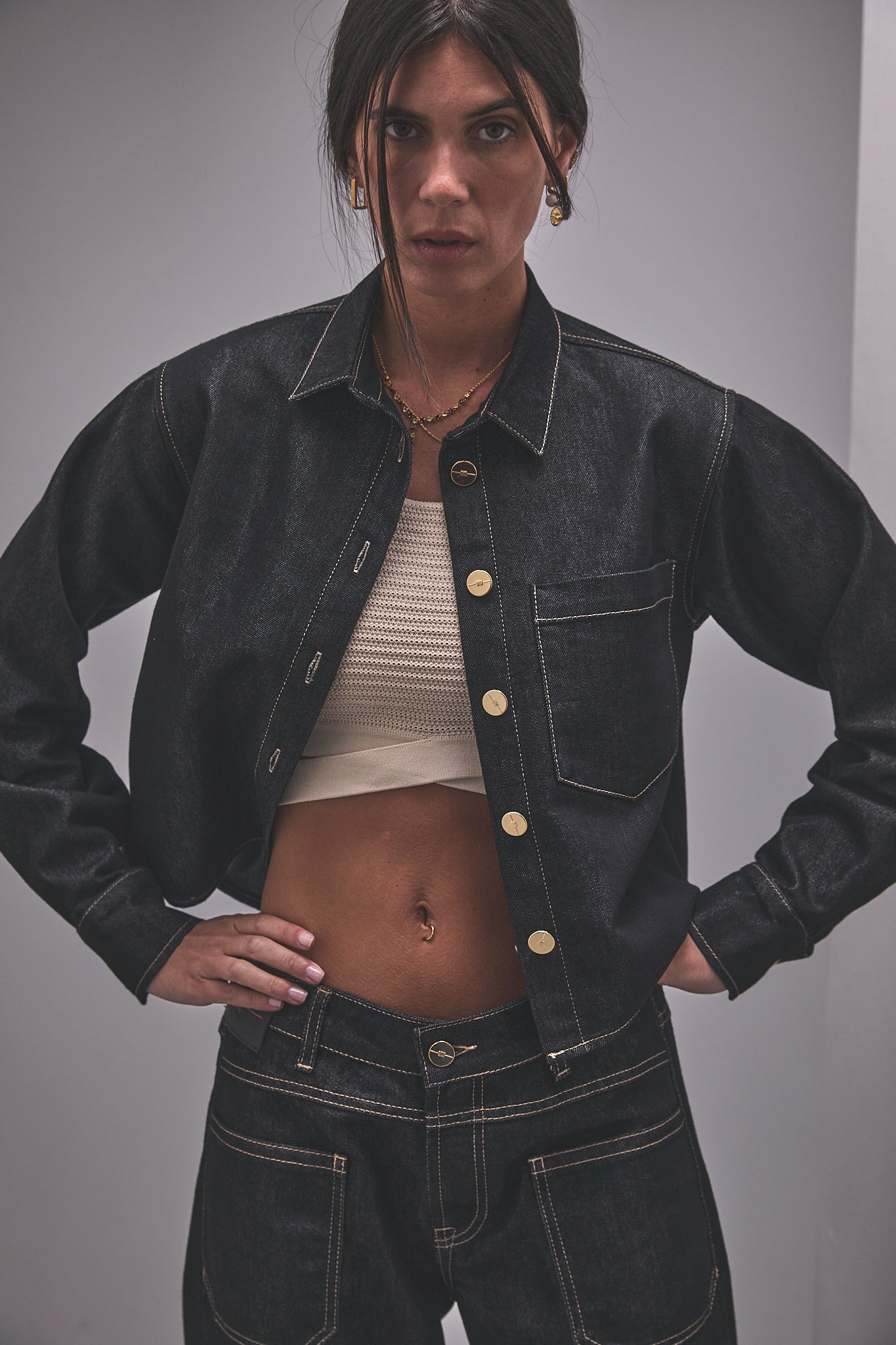 Raw denim shirt Women Caro black | Freeman T. Porter