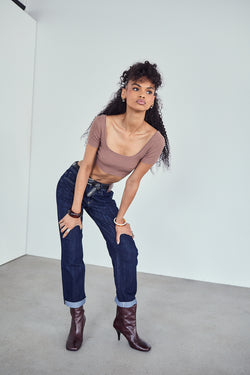 

Jeans cropped boyfriend Femme Hera dark night | Freeman T. Porter