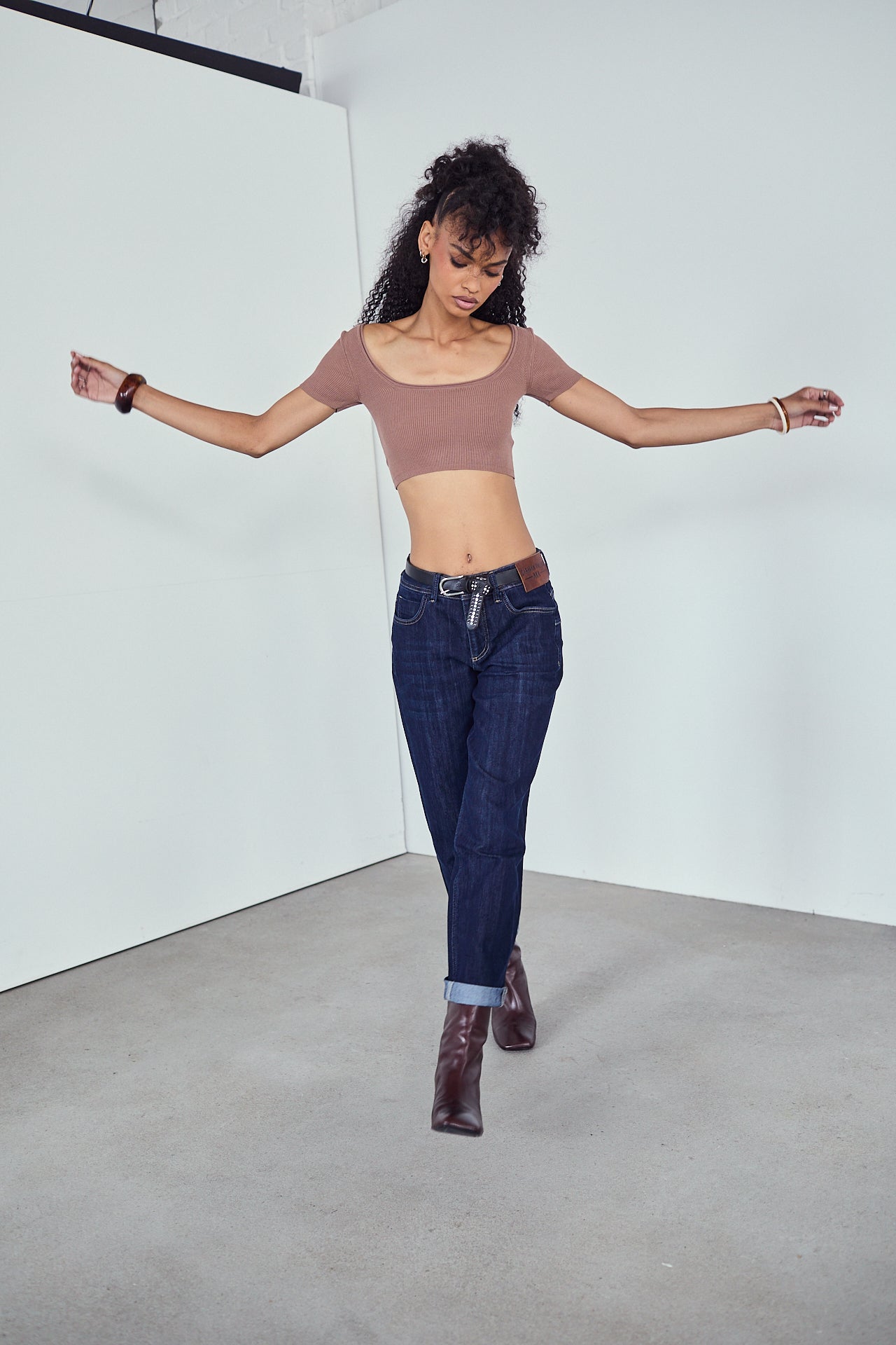 

Jeans cropped boyfriend Femme Hera dark night | Freeman T. Porter