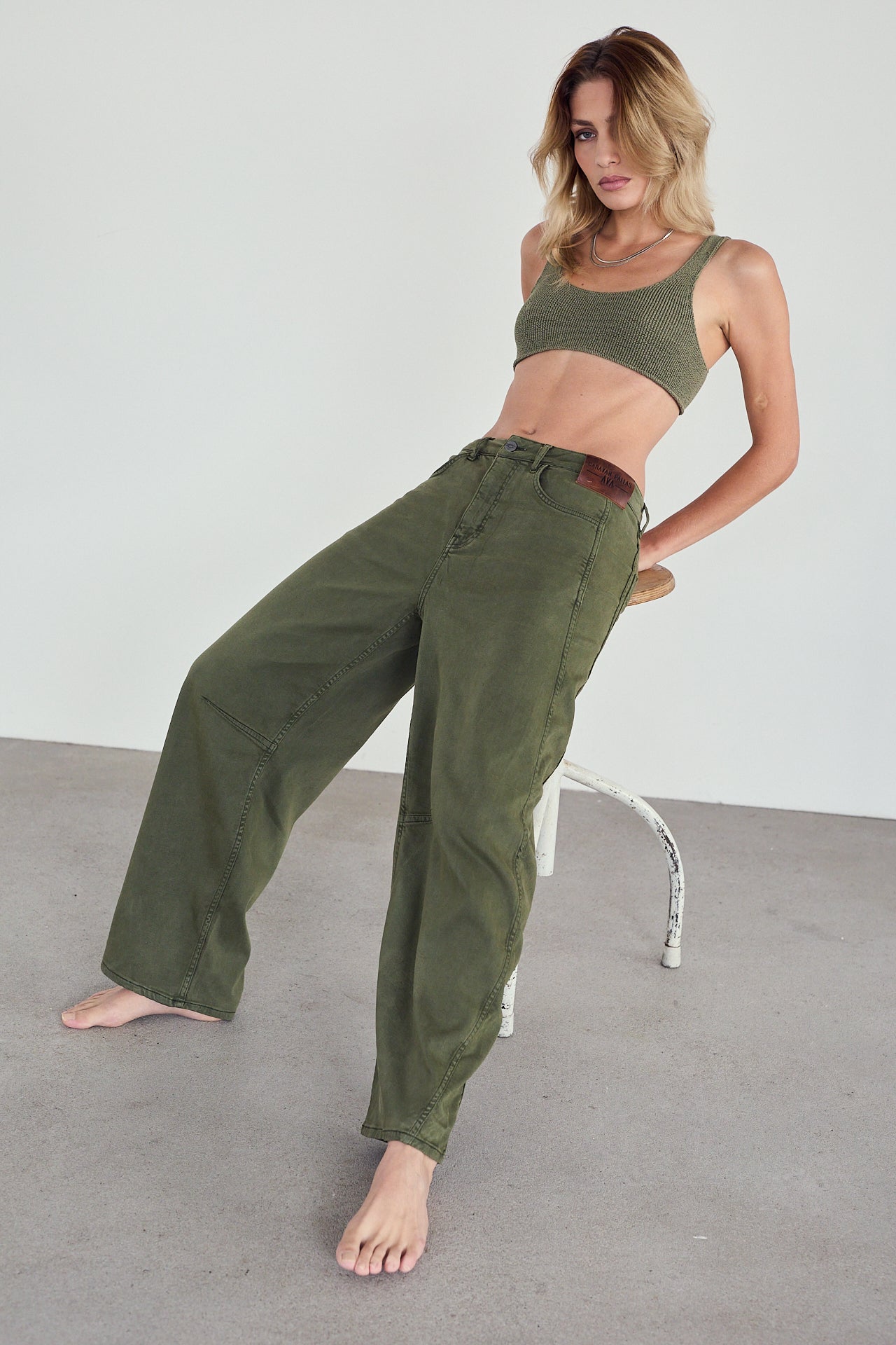 

Pantalon barrel Femme Athena Softy khaki | Freeman T. Porter