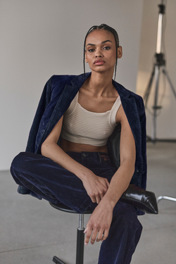 

Blazer velours floqué Femme Gaia navy | Freeman T. Porter