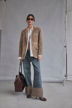 

Blazer velours floqué Femme Gaia dark brown | Freeman T. Porter